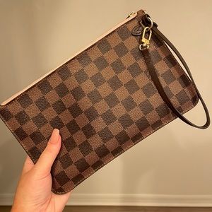 Neverfull Damier ebene rose ballerine pouch